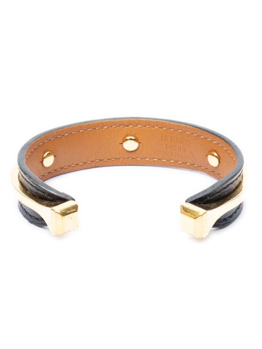 Hermes Binome Cuff Bracelet Black Leather